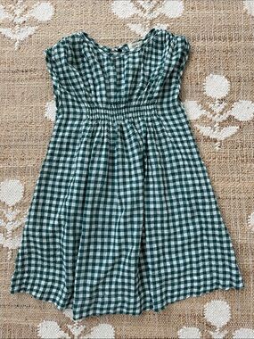 Mabo Green & White Gingham Smocked Dress